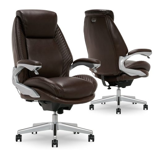 Serta® iComfort i6000 Ergonomic Bonded Leather High-Back Executive Chair, Brown/Silver - Image 2