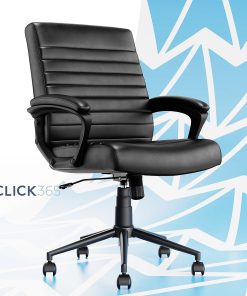 Click365 Transform 3.0 Ergonomic Vegan Leather Mid-Back Manager’s Chair, Black 2