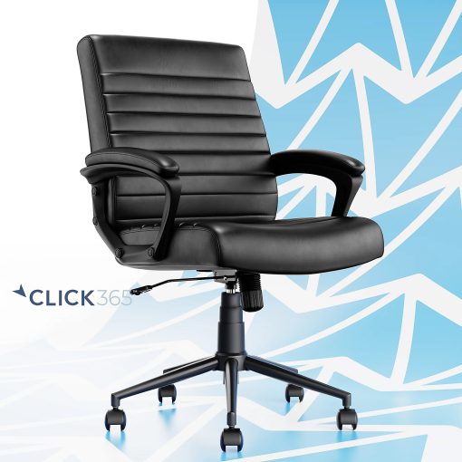 Click365 Transform 3.0 Ergonomic Vegan Leather Mid-Back Manager's Chair, Black - Image 2