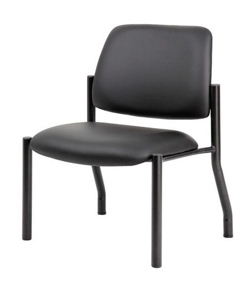 Boss Office Products Mid-Back Armless Guest Chair With Antimicrobial Vinyl, Heavy Duty, Black