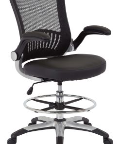 Office Star™ DC Series Faux Leather/Mesh Back Drafting Chair, Black/Silver 2