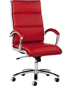 Alera Neratoli High-Back Chair - Red Seat Color - Faux Leather Seat Material - Red Back Color - Chrome Frame Color - 5-star Base