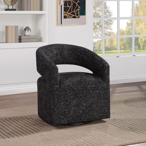 Office Star Devin Fabric Swivel Accent Chair, 32-1/2”H x 27-1/2”W x 26”D, Midnight - Image 2