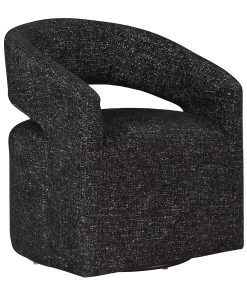 Office Star Devin Fabric Swivel Accent Chair, 32-1/2”H x 27-1/2”W x 26”D, Midnight