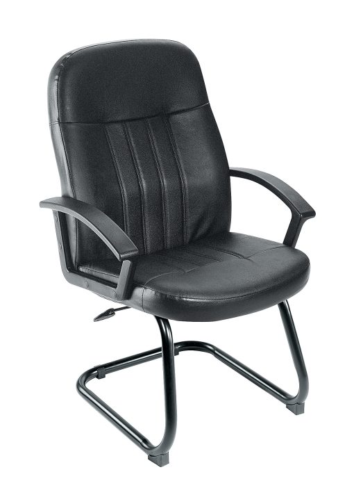 Boss Office Products Budget Bonded Leather Guest Chair, Black - Image 2