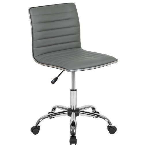 Flash Furniture Vinyl Low-Back Swivel Armless Task Chair, Light Gray/Gray - Image 2