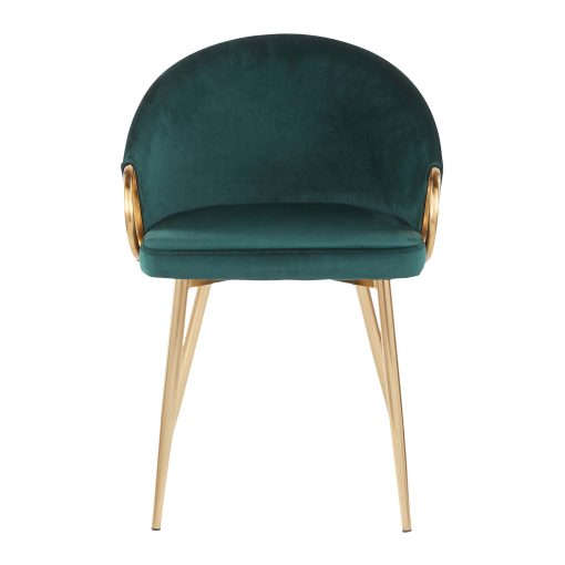 LumiSource Claire Accent/Dining Chair, Emerald Green/Gold - Image 2