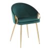 LumiSource Claire Accent/Dining Chair, Emerald Green/Gold