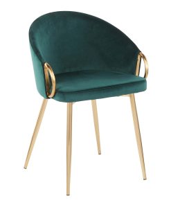 LumiSource Claire Accent/Dining Chair, Emerald Green/Gold