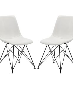 Office Star Trenton Faux Leather Accent Chairs, White, Set Of 2 Chairs