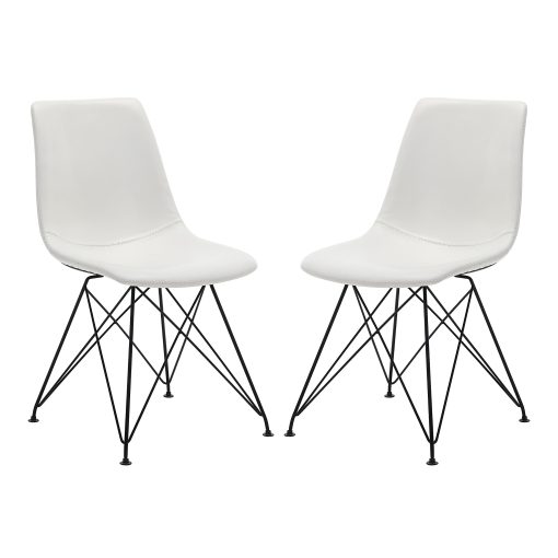 Office Star Trenton Faux Leather Accent Chairs, White, Set Of 2 Chairs