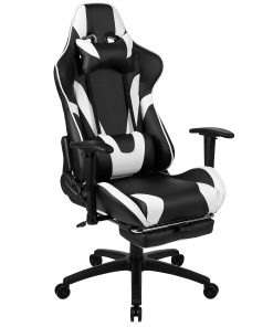 Flash Furniture X30 LeatherSoft™ Faux Leather Gaming Racing Chair, White/Black 2