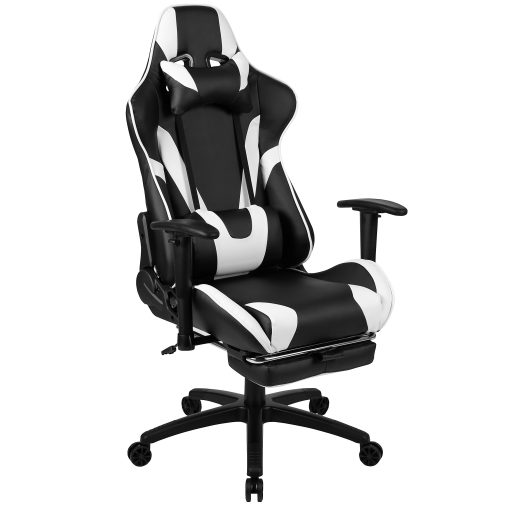 Flash Furniture X30 LeatherSoft™ Faux Leather Gaming Racing Chair, White/Black - Image 2