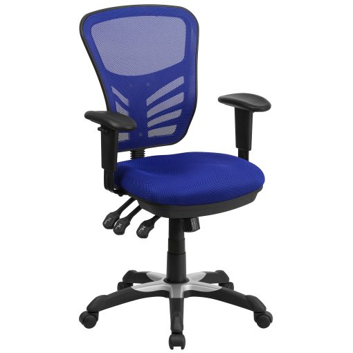 Flash Furniture Ergonomic Mesh Mid-Back Swivel Task Chair, Blue/Black - Image 2