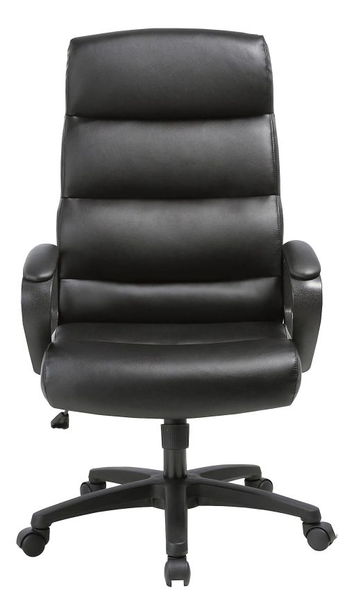 Lorell® SOHO Ergonomic Bonded Leather High-Back Chair, Modern Stitch, Black - Image 2