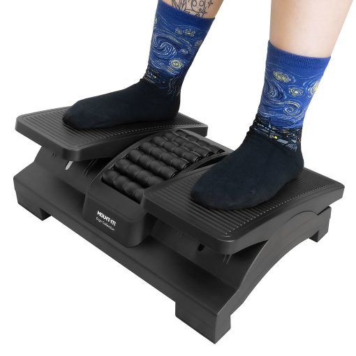 Mount-It! Dual Pedal Ergonomic Footrest, 16-13/16” x 6-5/16”, Black - Image 2
