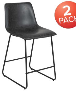 Flash Furniture LeatherSoft™ Faux Leather Counter-Height Bar Stools, Gray, Set Of 2 Stools 2