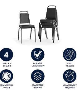 Flash Furniture HERCULES Series Trapezoidal Back Stacking Banquet Chairs, Black, Pack Of 4 Chairs 2