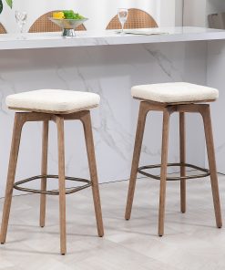 Glamour Home Beckham Fabric Barstools, Beige/Brown, Set Of 2 Barstools 2