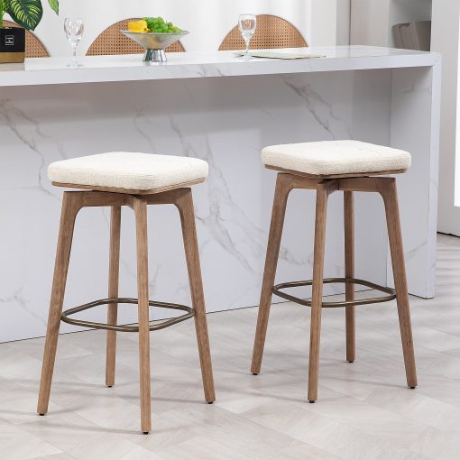 Glamour Home Beckham Fabric Barstools, Beige/Brown, Set Of 2 Barstools - Image 2