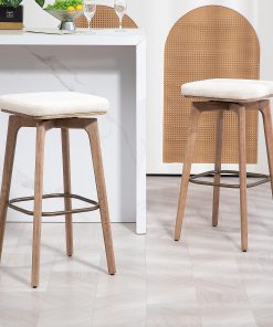 Glamour Home Beckham Fabric Barstools, Beige/Brown, Set Of 2 Barstools