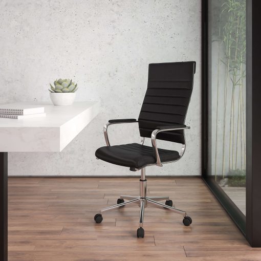 Flash Furniture LeatherSoft™ Faux Leather High-Back Executive Office Chair, Black, BT20595H1BK
