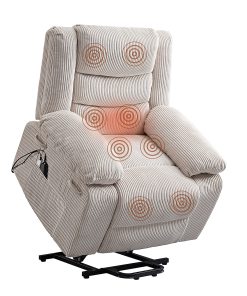 Bestier Power Lift Cordura Plus Recliner Accent Chair With Massage And Heating, White 2