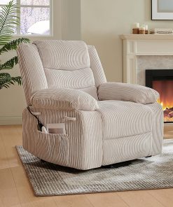 Bestier Power Lift Cordura Plus Recliner Accent Chair With Massage And Heating, White