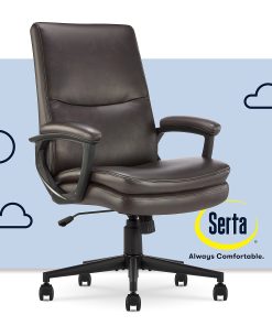 Serta® Comfort Modern Ergonomic Bonded Leather High-Back Executive Office Chair, Brown 2
