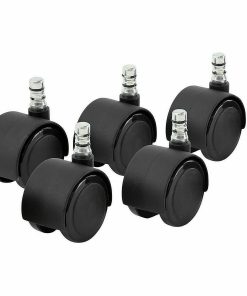 Master Caster Duet Noiseless Chair Mat Casters - 2" Diameter - 110 lb Load Capacity - Polyurethane - Matte Black - 5 / Set