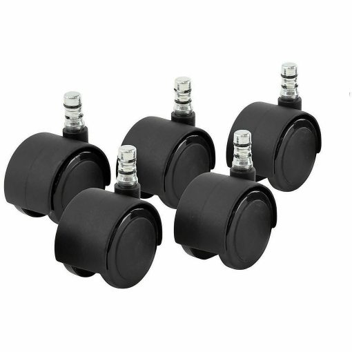 Master Caster Duet Noiseless Chair Mat Casters - 2" Diameter - 110 lb Load Capacity - Polyurethane - Matte Black - 5 / Set