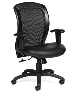 Offices To Go™ Luxhide Ergonomic Bonded Leather Adjustable Mid-Back Chair, Black 2