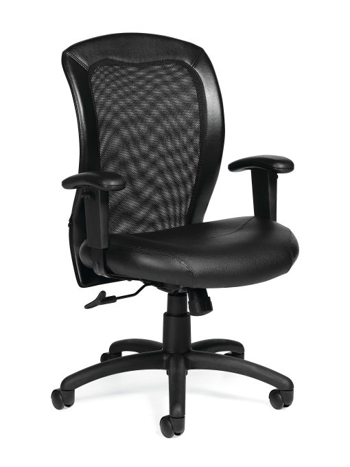 Offices To Go™ Luxhide Ergonomic Bonded Leather Adjustable Mid-Back Chair, Black - Image 2