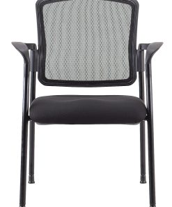 WorkPro® Spectrum Series Mesh/Fabric Stacking Guest Chair, With Arms, Black, Set Of 2 Chairs, BIFMA Compliant 2