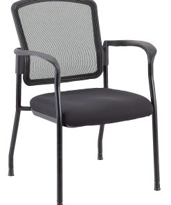 WorkPro® Spectrum Series Mesh/Fabric Stacking Guest Chair, With Arms, Black, Set Of 2 Chairs, BIFMA Compliant