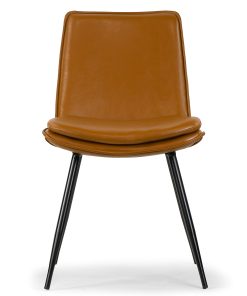 Glamour Home Avalon Faux Leather Dining Chairs With Metal Legs, Brown, Set Of 2 Chairs 2