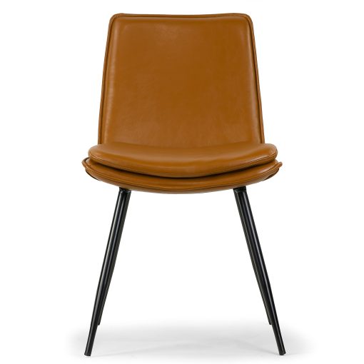 Glamour Home Avalon Faux Leather Dining Chairs With Metal Legs, Brown, Set Of 2 Chairs - Image 2