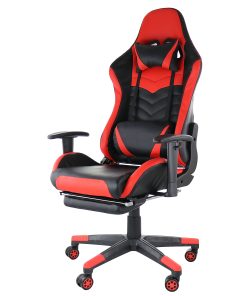 GameFitz Ergonomic Faux Leather Gaming Chair, Black/Red 2