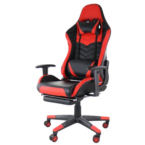 GameFitz Ergonomic Faux Leather Gaming Chair, Black/Red - Image 2