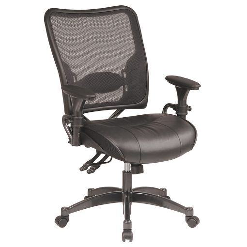 Office Star™ Professional Dual Function Air Grid™ Bonded Leather Chair, Black/Gunmetal - Image 2