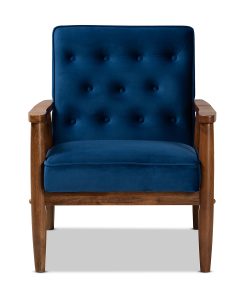 Baxton Studio 9938 Lounge Chair, Navy Blue 2