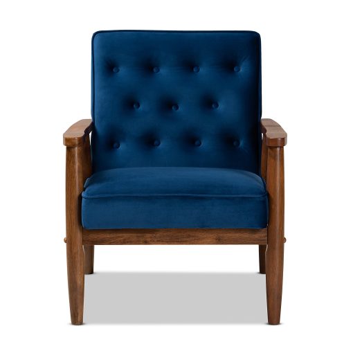 Baxton Studio 9938 Lounge Chair, Navy Blue - Image 2