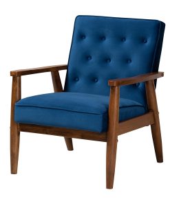 Baxton Studio 9938 Lounge Chair, Navy Blue