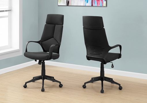 Monarch Specialties High-Back Office Chair, Integrated Headrest, 4 Pad Segment Back, Black - Image 2