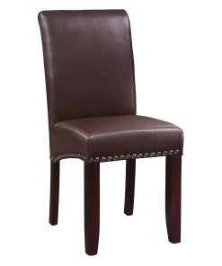 Office Star Parsons Faux Leather Dining Accent Chair, Antique Bronze/Cocoa 2