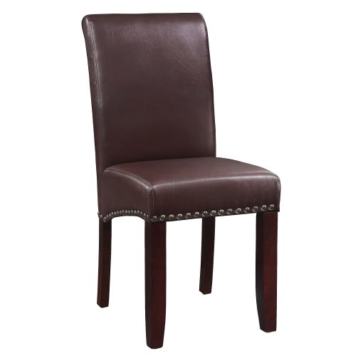Office Star Parsons Faux Leather Dining Accent Chair, Antique Bronze/Cocoa