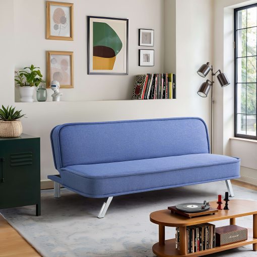 Lifestyle Solutions Turlock Convertible Futon, 66.1"W x 33.1"D x 29"H, Blue - Image 2
