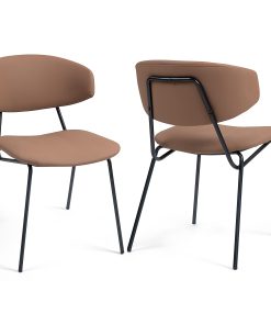 Glamour Home Benito Faux Leather Dining Accent Chairs, Brown/Black, Set Of 2 Chairs 2