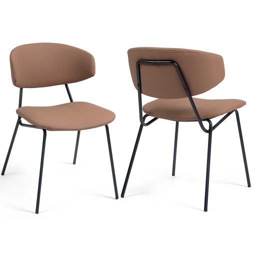 Glamour Home Benito Faux Leather Dining Accent Chairs, Brown/Black, Set Of 2 Chairs - Image 2