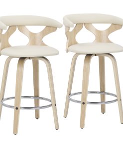 LumiSource Gardenia Counter Stools, Natural/Cream, Set Of 2 Stools